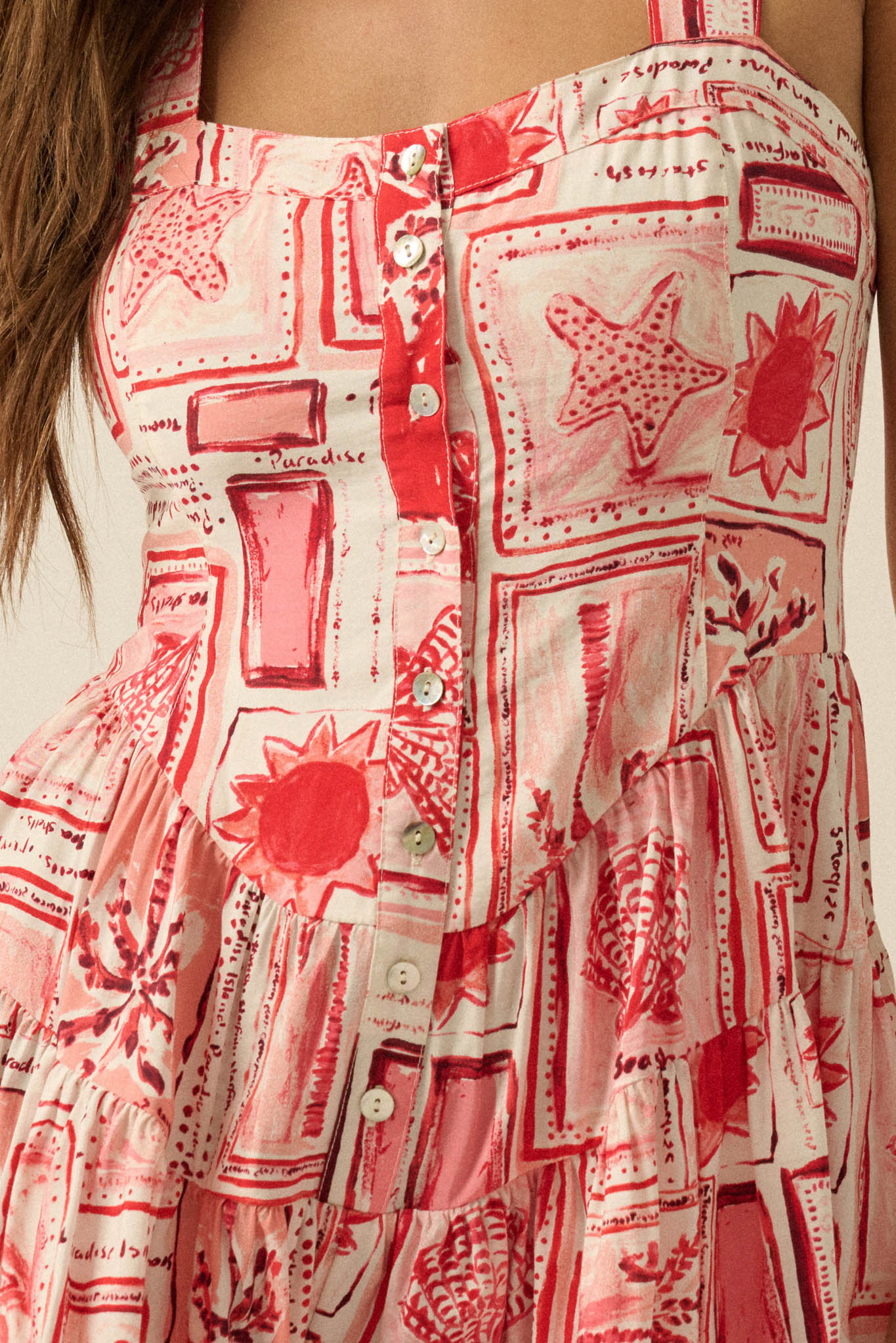 Paradise Bound Tropical-Print Tiered Ruffle Romper
