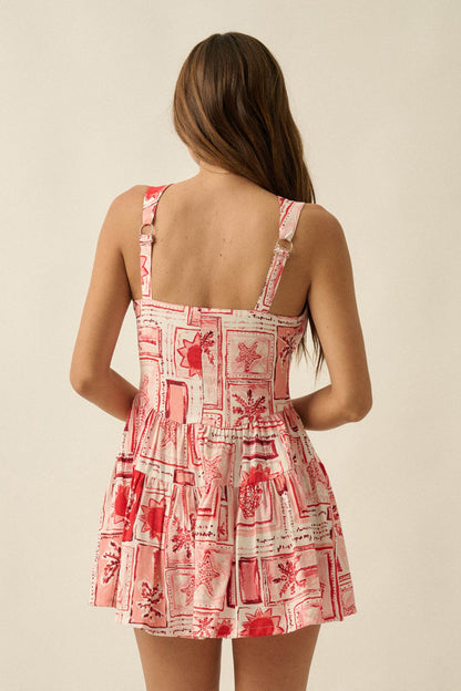 Paradise Bound Tropical-Print Tiered Ruffle Romper