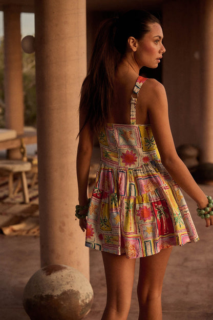 Paradise Bound Tropical-Print Tiered Ruffle Romper