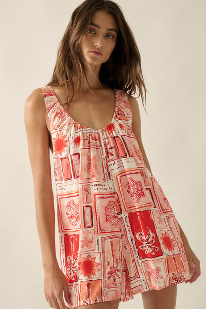 Chasing Paradise Tropical-Print Tie-Back Romper