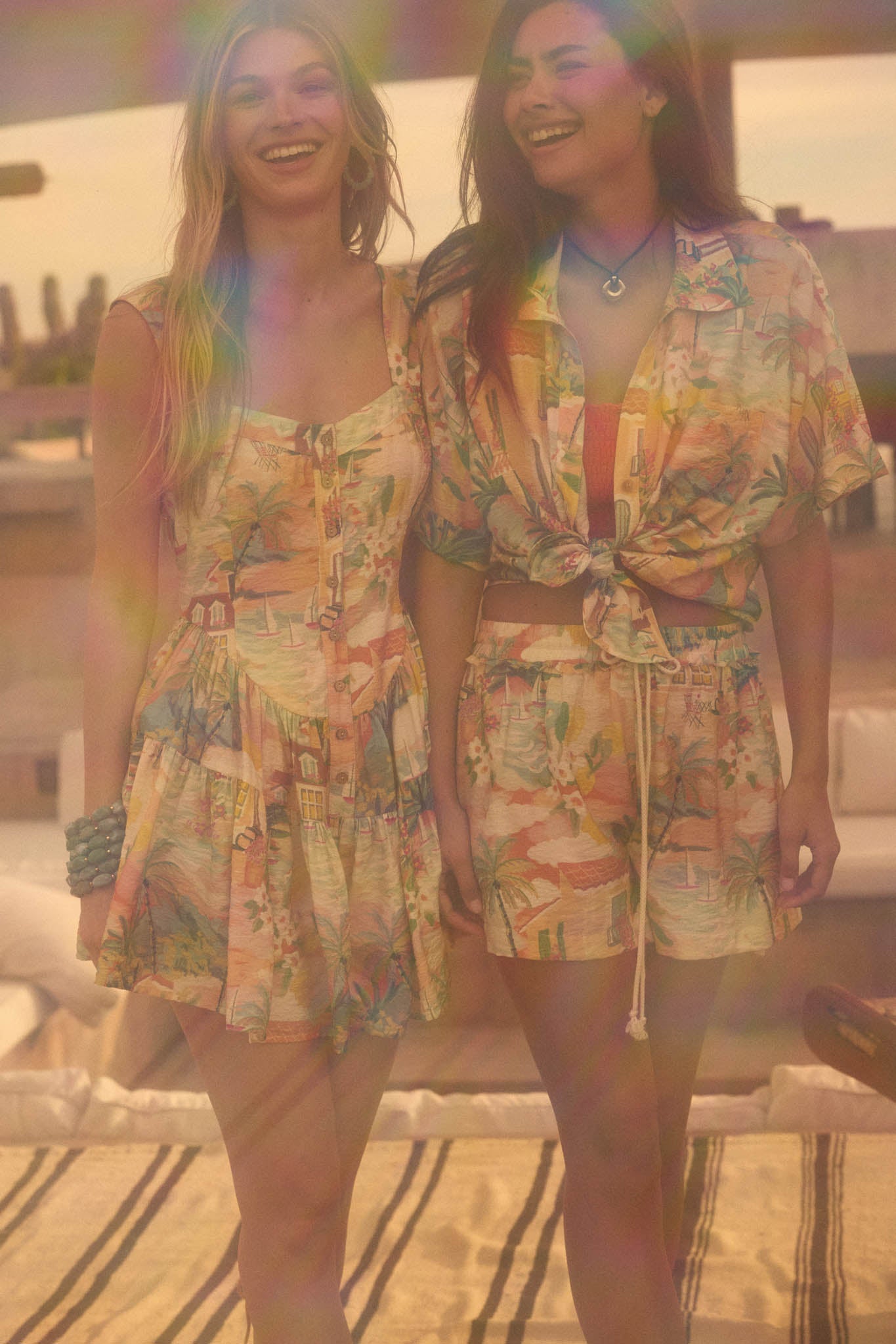 Jamaican Me Crazy Tropical-Print Tiered Romper