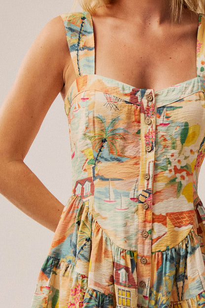 Jamaican Me Crazy Tropical-Print Tiered Romper
