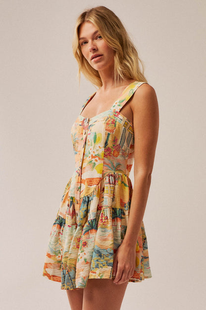 Jamaican Me Crazy Tropical-Print Tiered Romper
