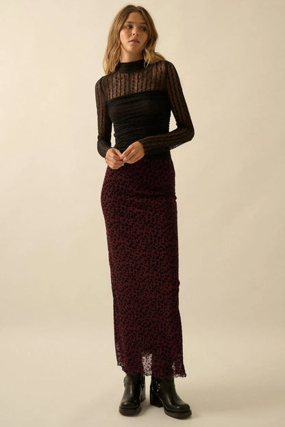 Pretty Wild Leopard Mesh Maxi Skirt