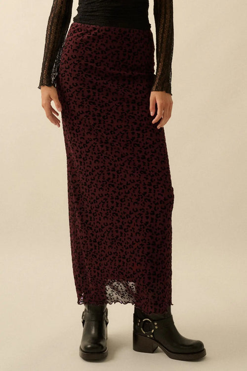 Pretty Wild Leopard Mesh Maxi Skirt
