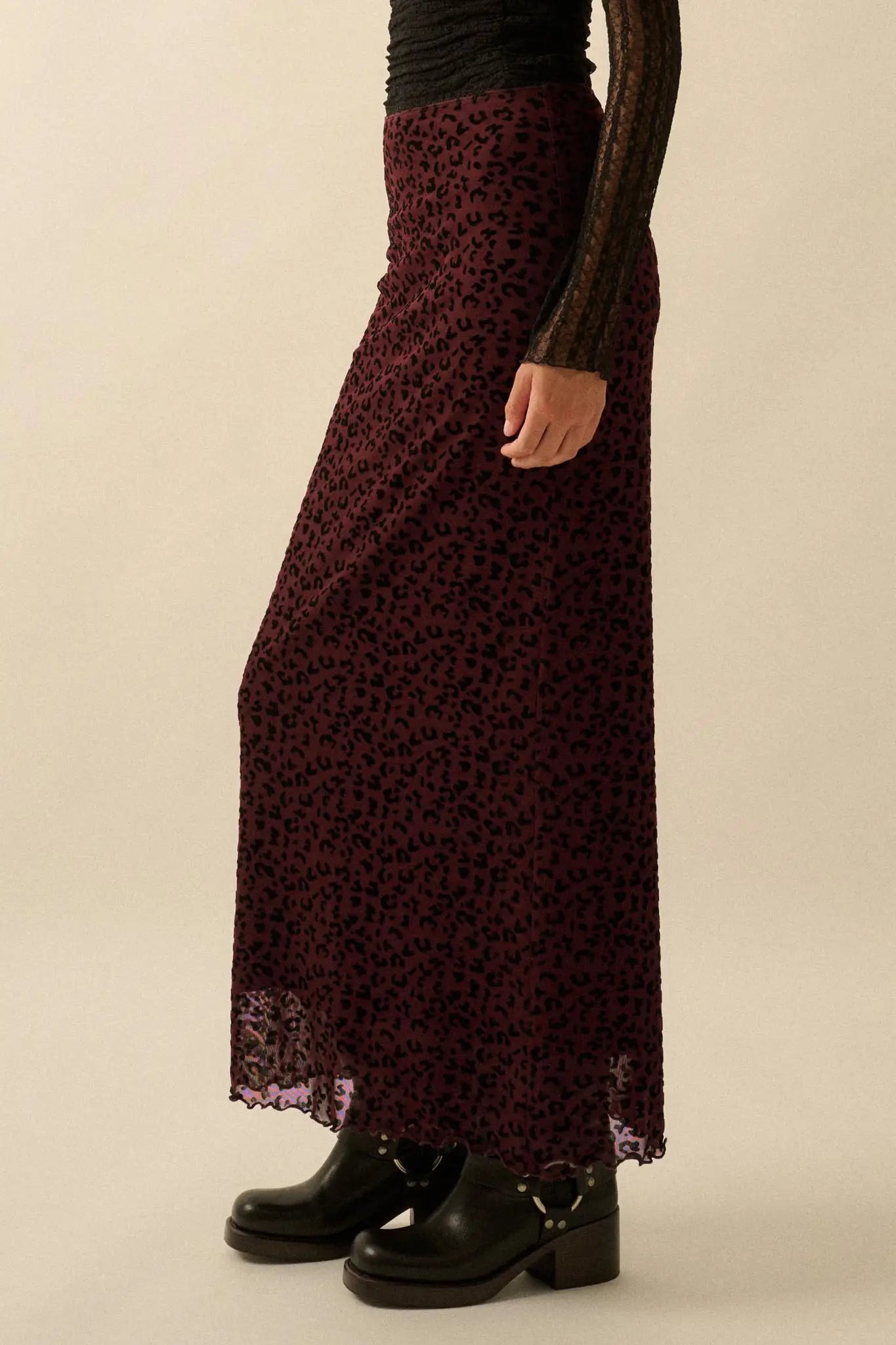 Pretty Wild Leopard Mesh Maxi Skirt