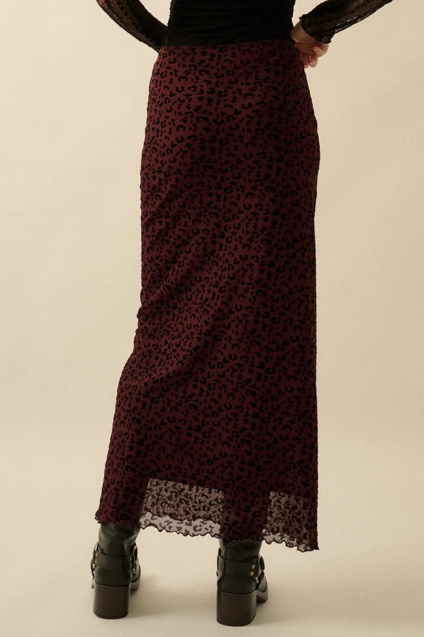 Pretty Wild Leopard Mesh Maxi Skirt
