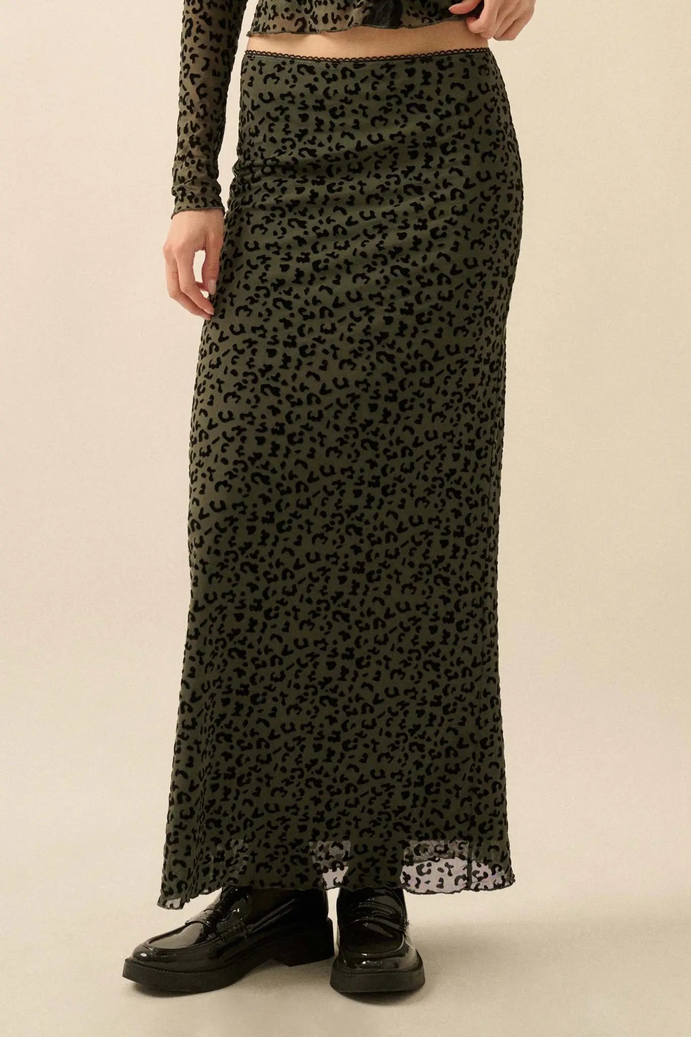 Pretty Wild Leopard Mesh Maxi Skirt