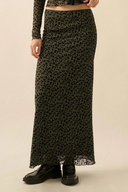 Pretty Wild Leopard Mesh Maxi Skirt