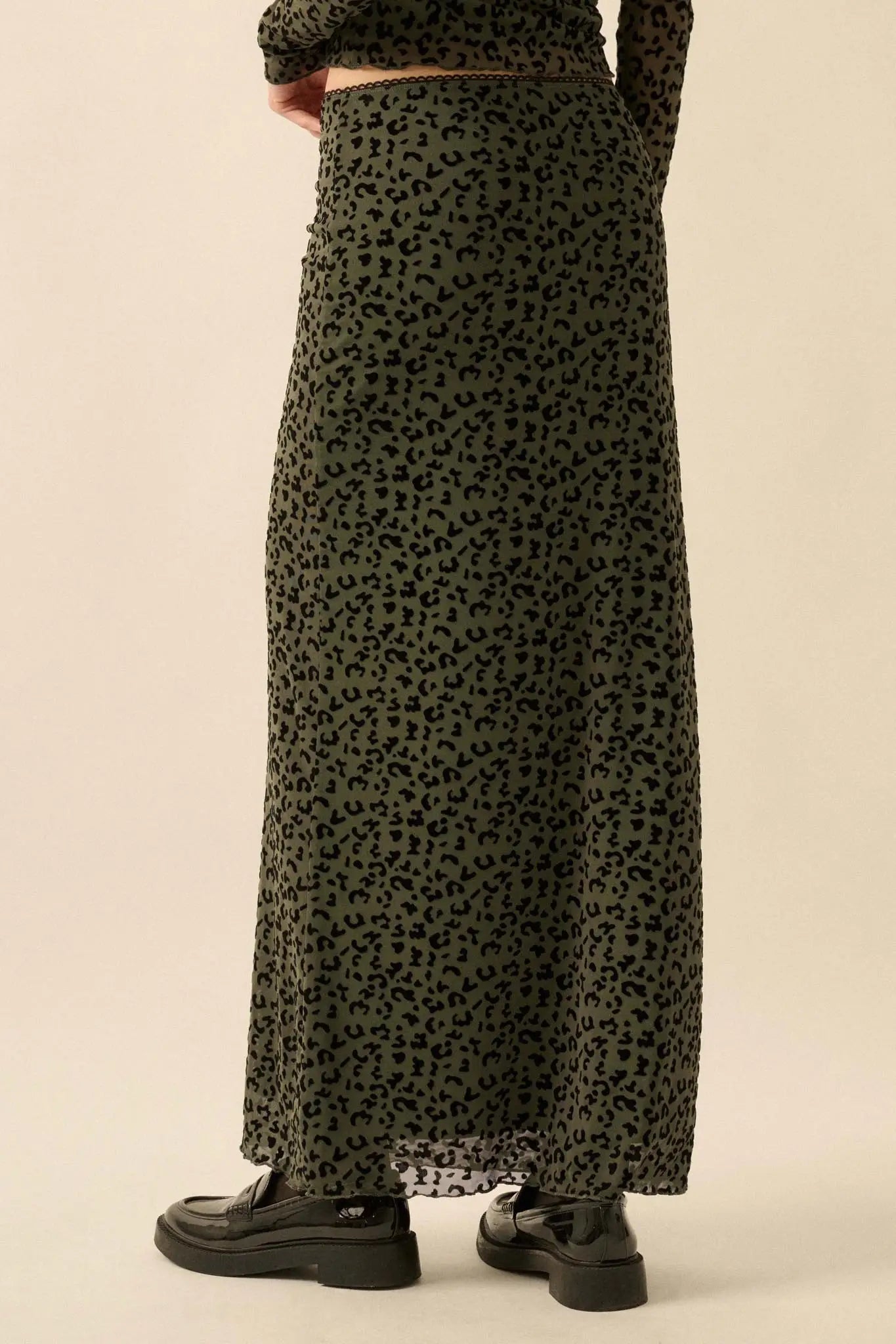 Pretty Wild Leopard Mesh Maxi Skirt