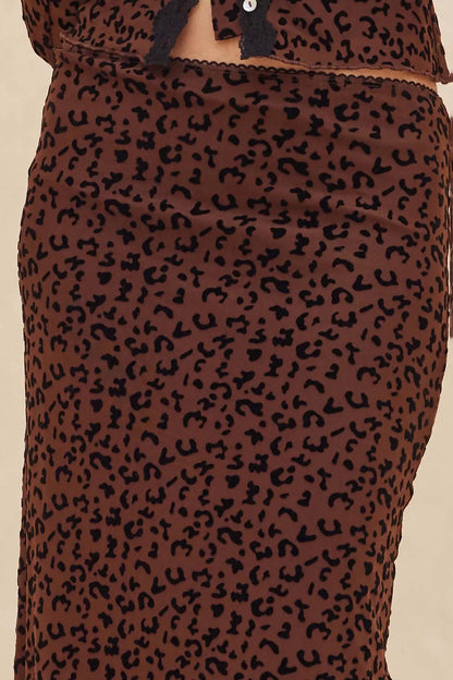 Pretty Wild Leopard Mesh Maxi Skirt
