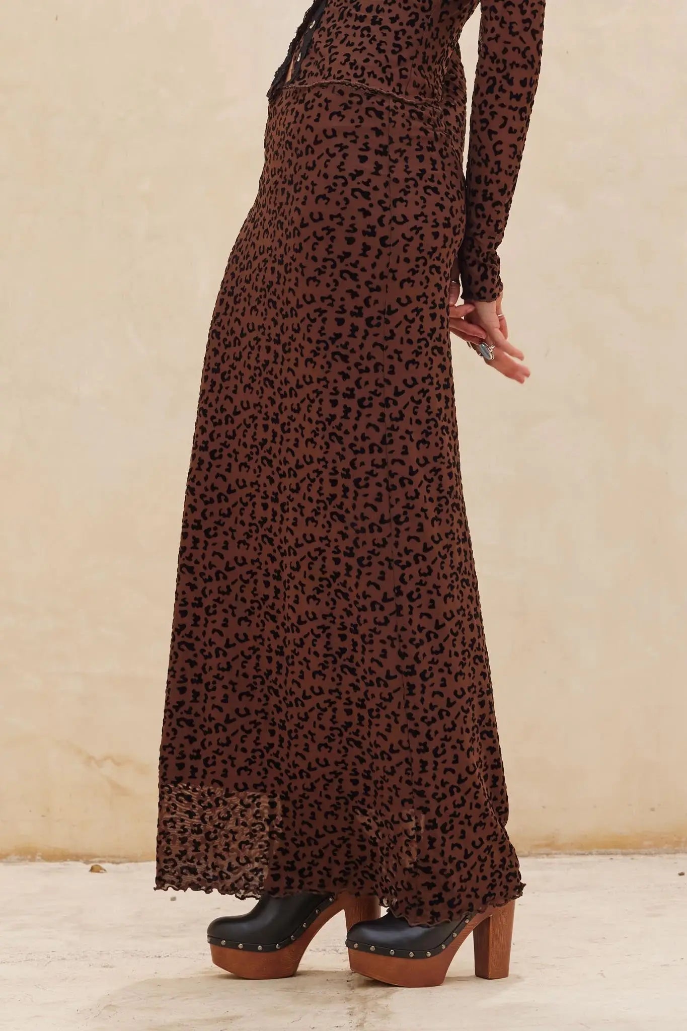 Pretty Wild Leopard Mesh Maxi Skirt