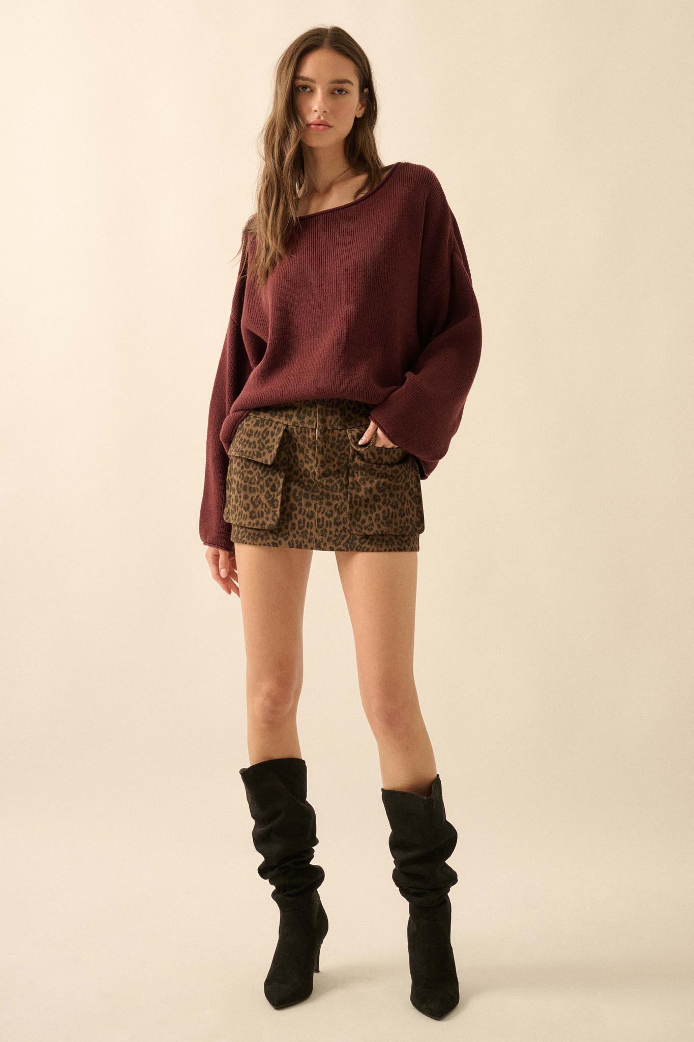 Jungle Girl Leopard Twill Cargo Mini Skirt