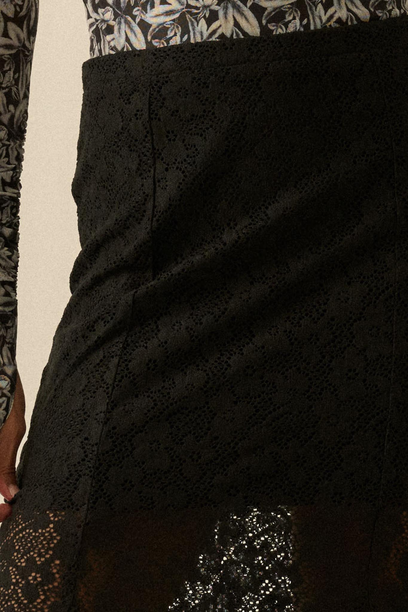Moment in Time Floral Lace Mermaid Maxi Skirt