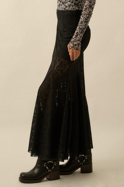 Moment in Time Floral Lace Mermaid Maxi Skirt