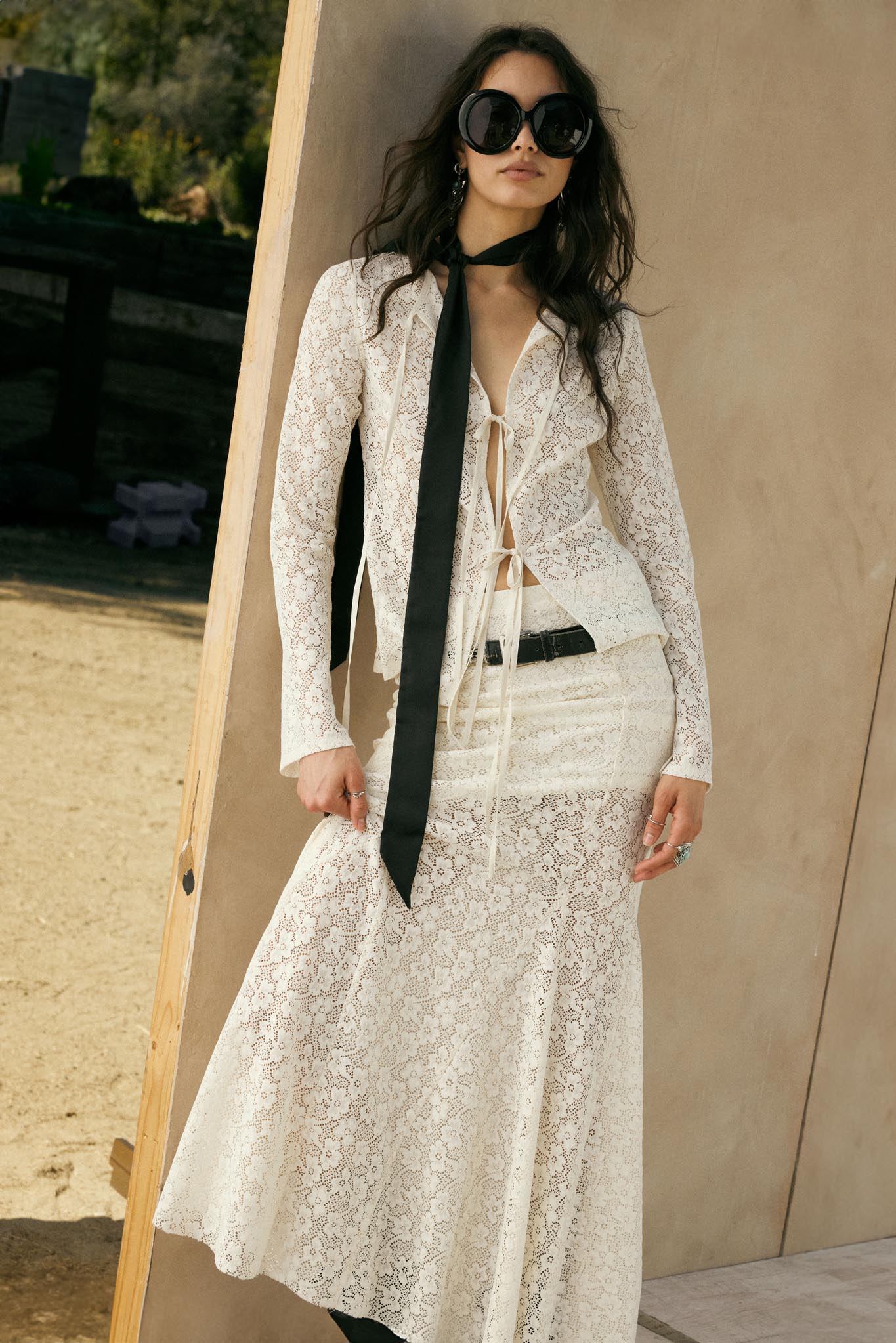 Moment in Time Floral Lace Mermaid Maxi Skirt