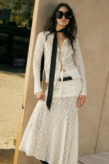Moment in Time Floral Lace Mermaid Maxi Skirt