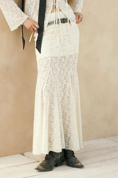 Moment in Time Floral Lace Mermaid Maxi Skirt
