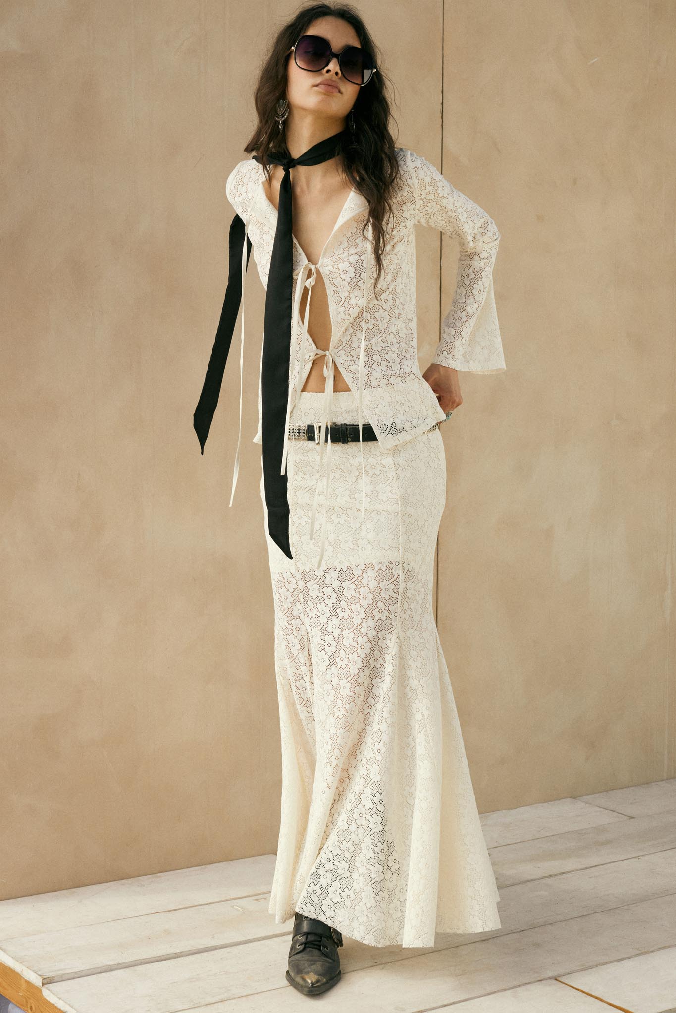 Moment in Time Floral Lace Mermaid Maxi Skirt
