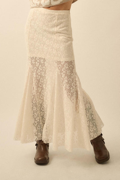 Moment in Time Floral Lace Mermaid Maxi Skirt
