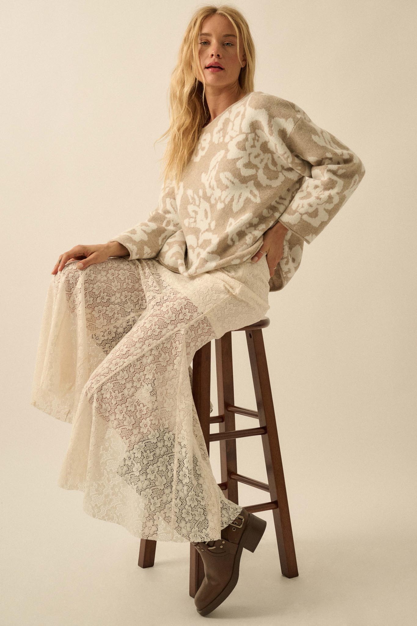 Moment in Time Floral Lace Mermaid Maxi Skirt