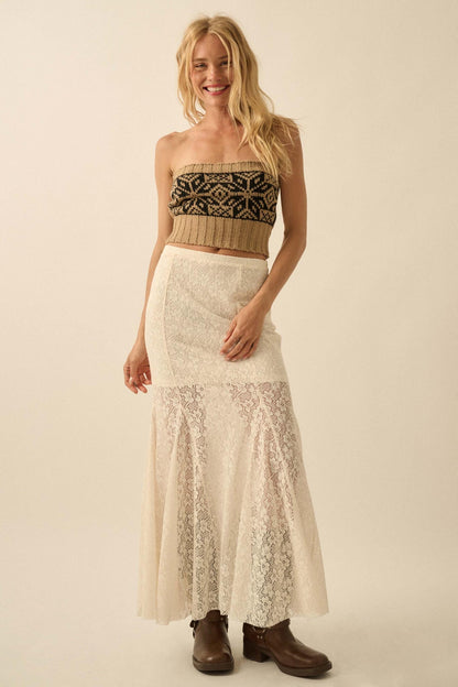 Moment in Time Floral Lace Mermaid Maxi Skirt