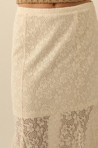Moment in Time Floral Lace Mermaid Maxi Skirt