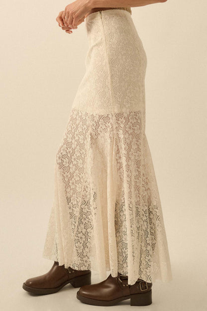 Moment in Time Floral Lace Mermaid Maxi Skirt