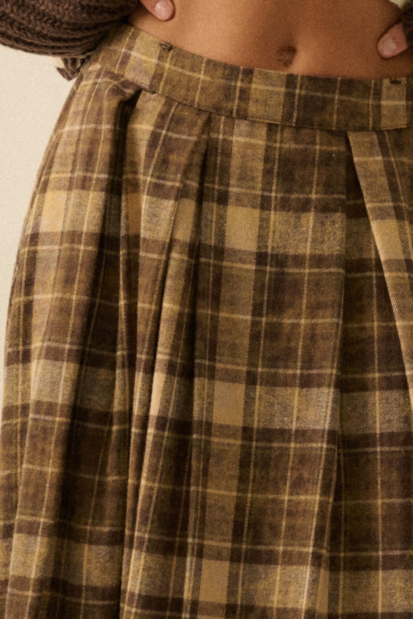 Highland Home Plaid Flannel Wrapped Maxi Skirt