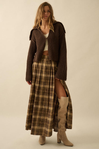 Highland Home Plaid Flannel Wrapped Maxi Skirt