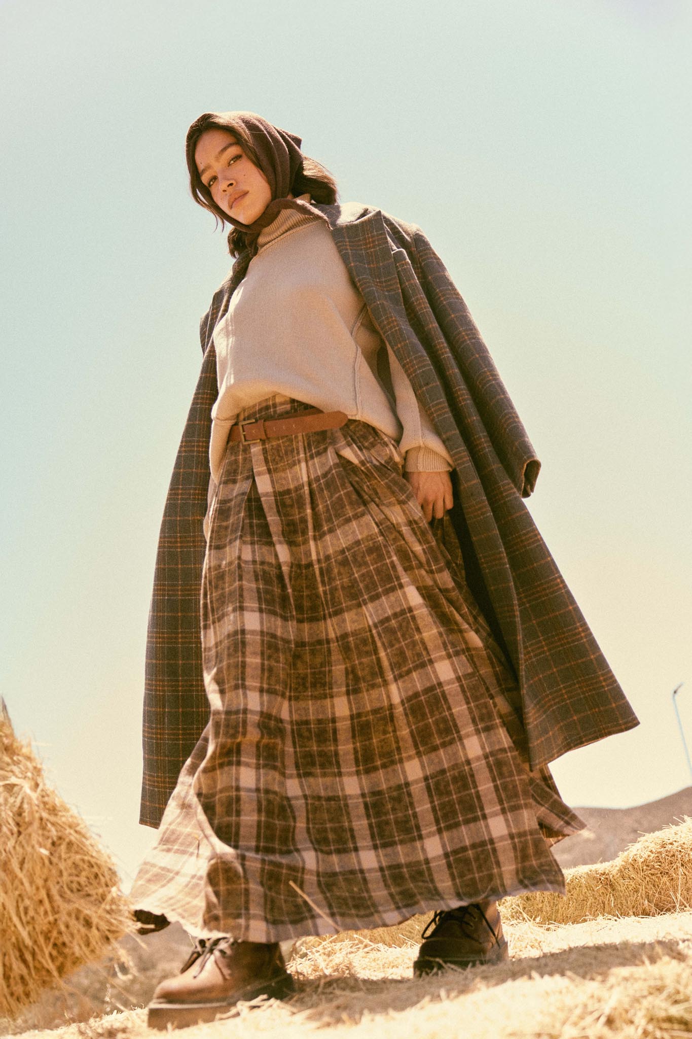 Highland Home Plaid Flannel Wrapped Maxi Skirt