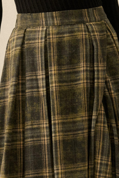 Highland Home Plaid Flannel Wrapped Maxi Skirt