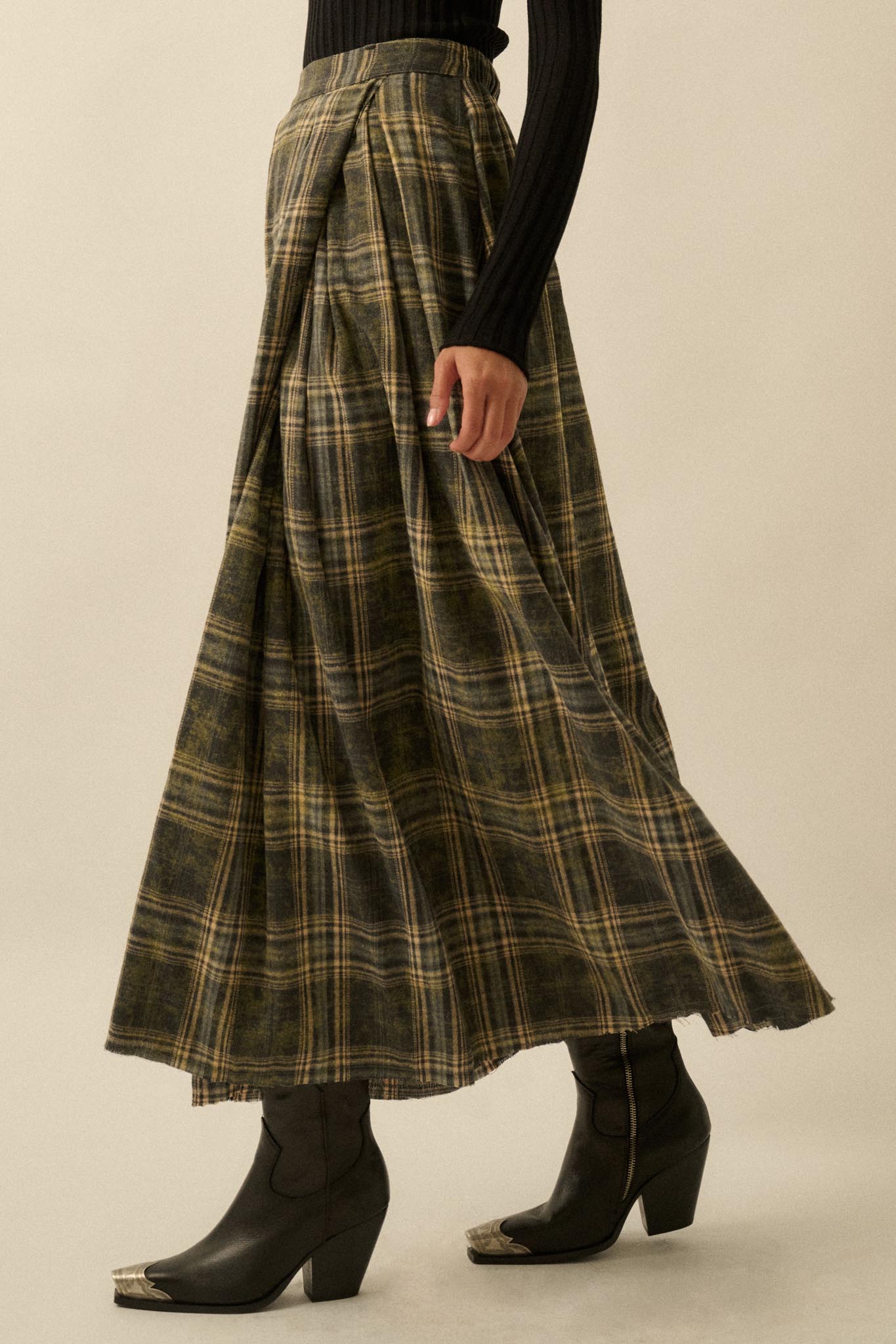 Highland Home Plaid Flannel Wrapped Maxi Skirt