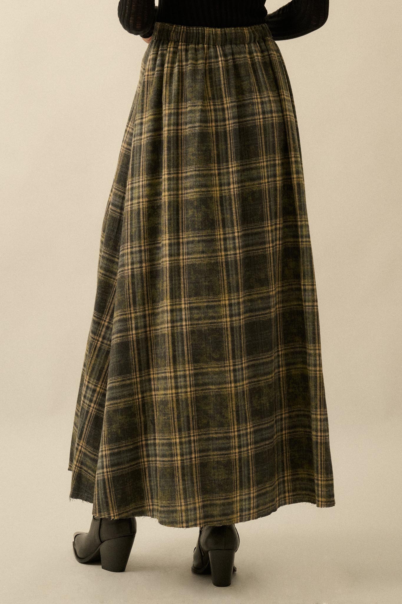 Highland Home Plaid Flannel Wrapped Maxi Skirt