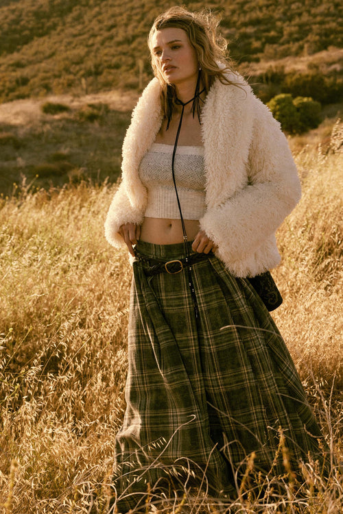 Highland Home Plaid Flannel Wrapped Maxi Skirt