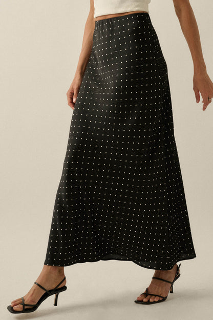Connect the Dots Polka Dot Satin Maxi Skirt