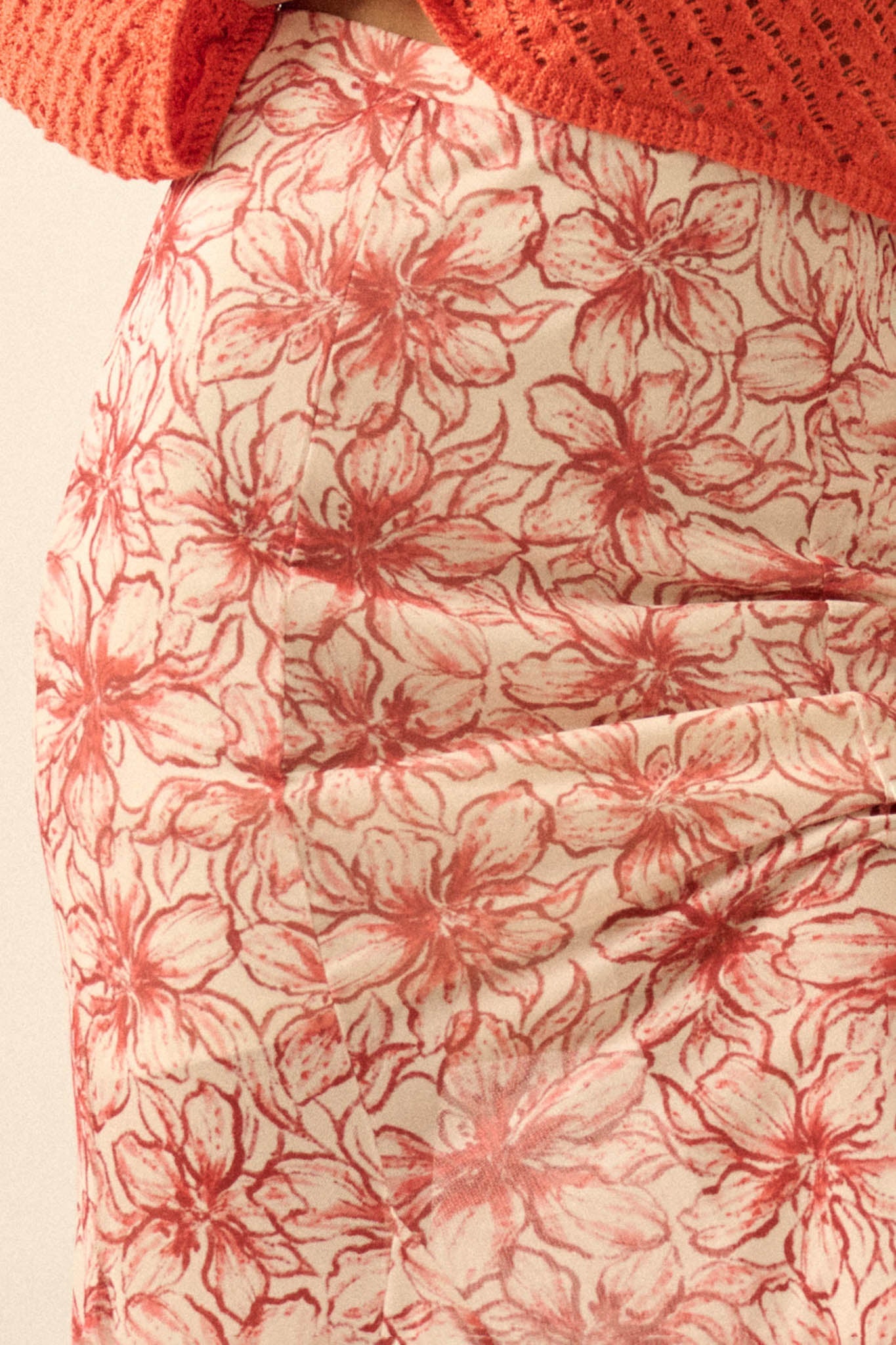 Lily Valley Floral Mesh Mermaid Maxi Skirt