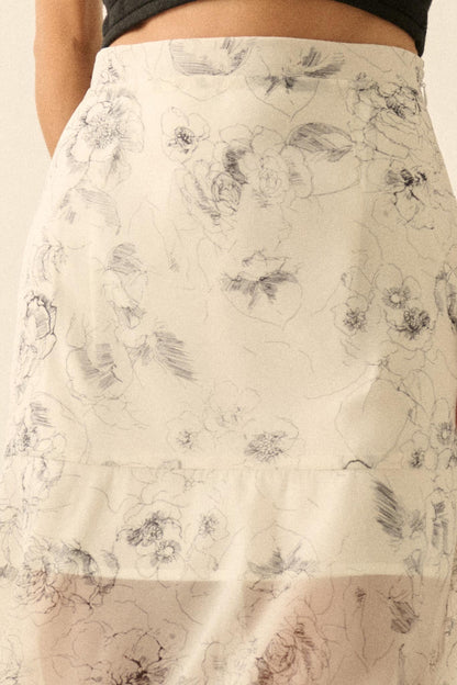 Gossamer Garden Floral Organza Tiered Maxi Skirt