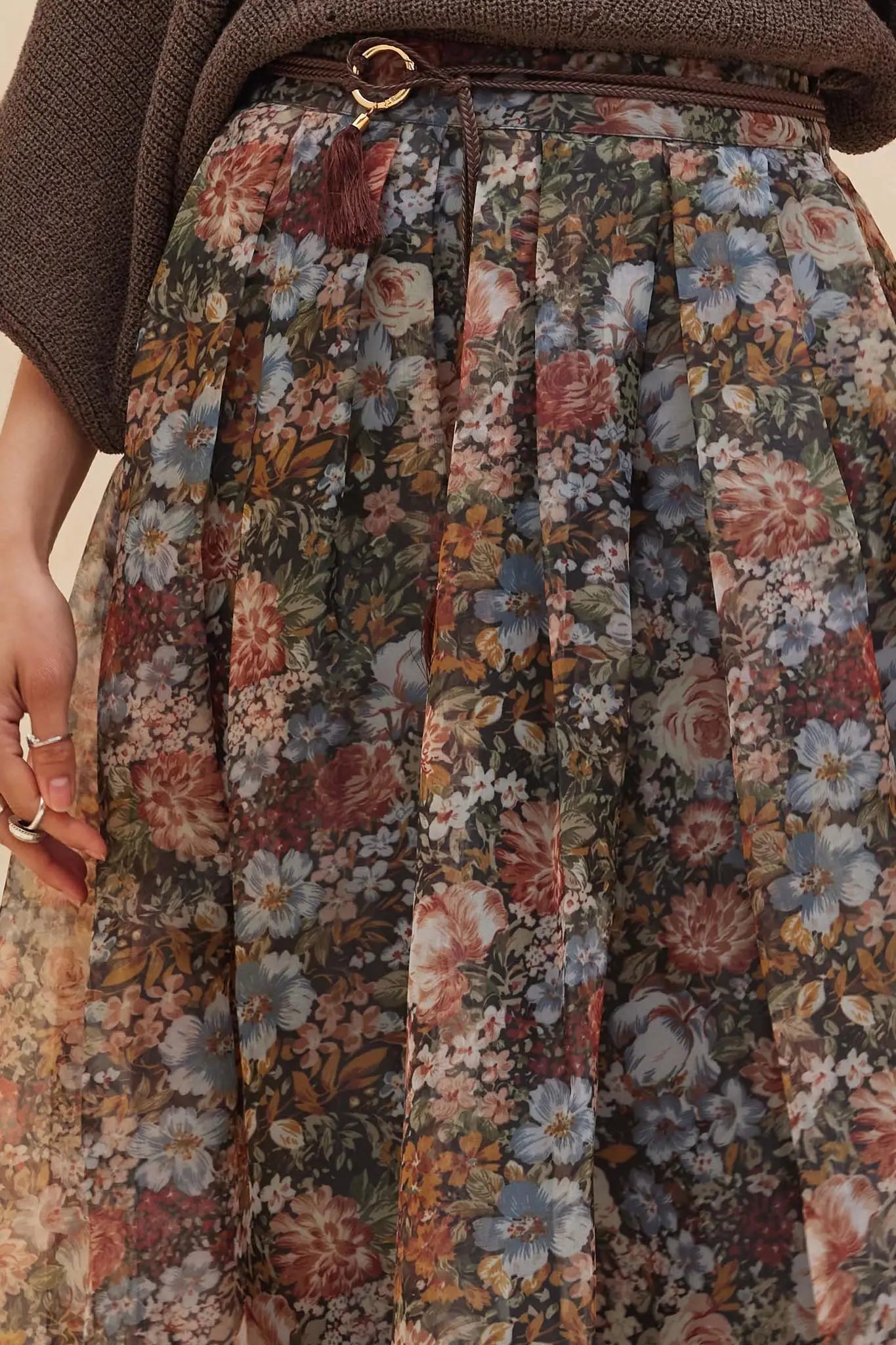 Harvest Garden Floral Organza Circle Midi Skirt