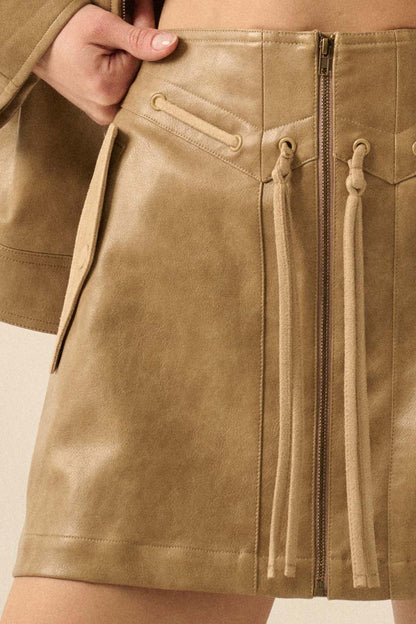 Road Rules Vegan Leather and Suede Mini Skirt