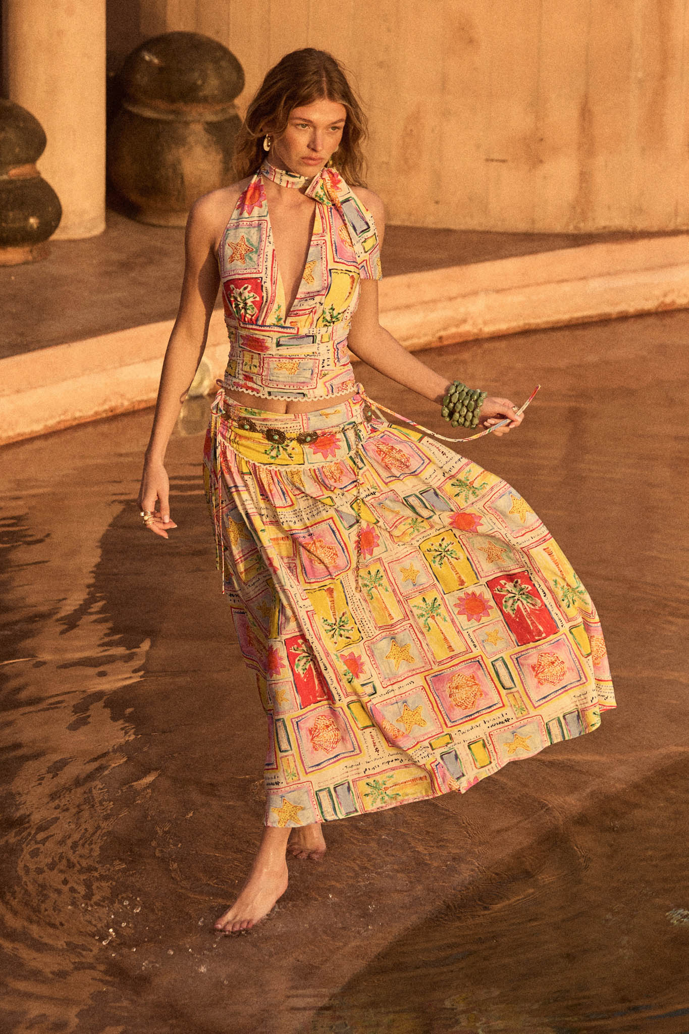 Paradise Isle Tropical-Print Drop-Waist Maxi Skirt