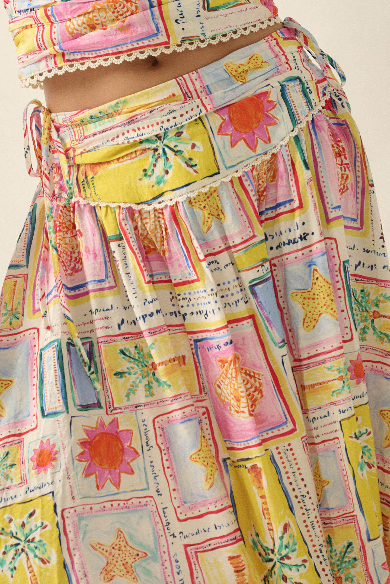 Paradise Isle Tropical-Print Drop-Waist Maxi Skirt