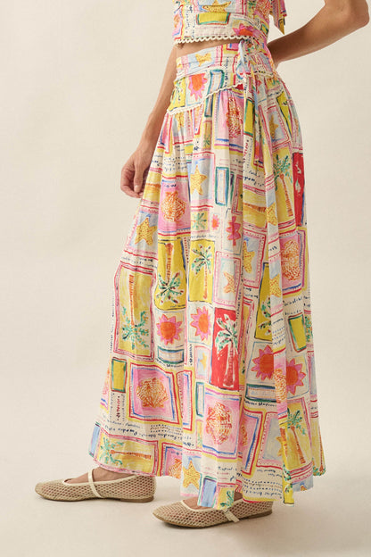Paradise Isle Tropical-Print Drop-Waist Maxi Skirt