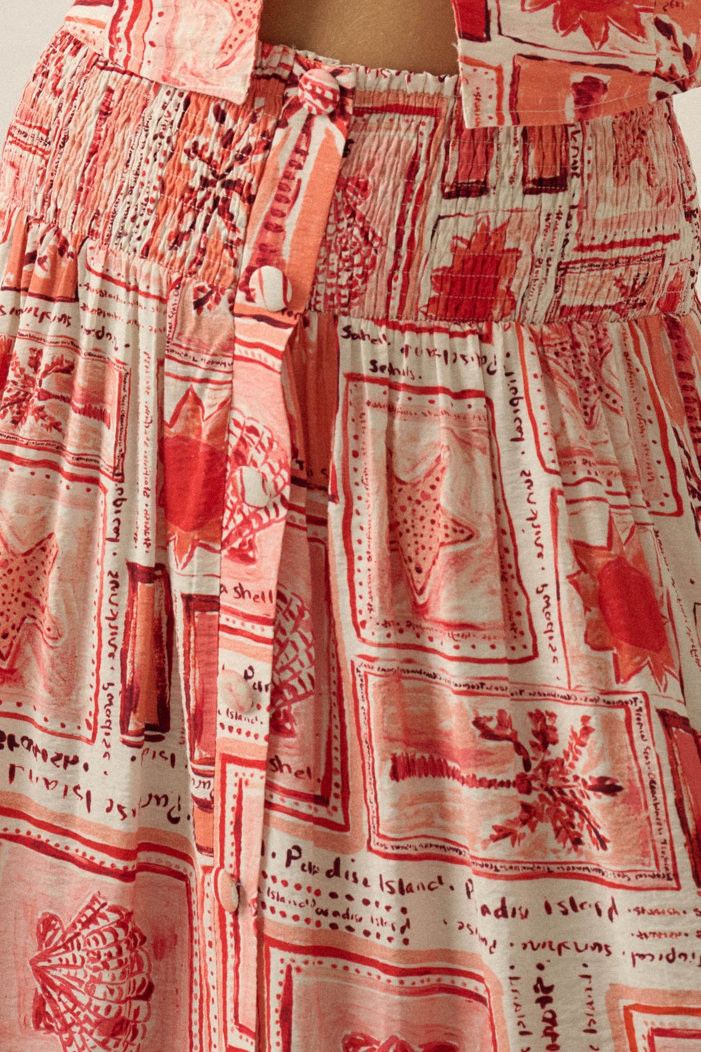 Pure Paradise Tropical-Print Button Maxi Skirt