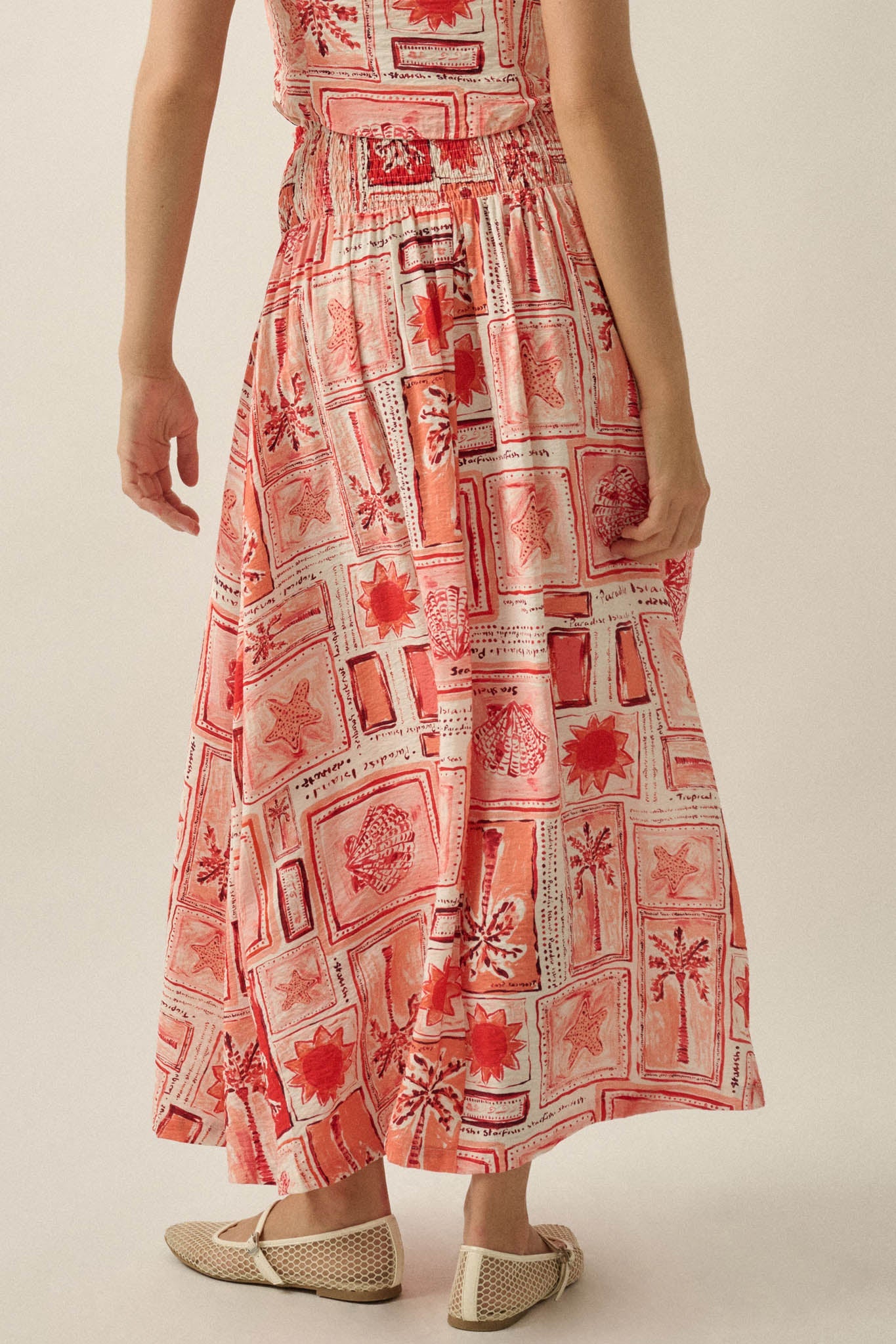 Pure Paradise Tropical-Print Button Maxi Skirt