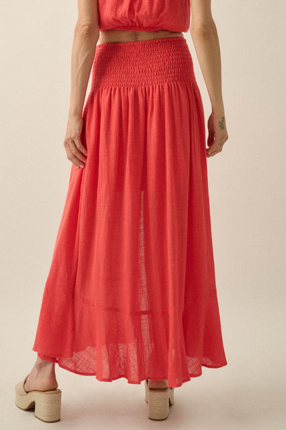 Free As Can Be Cotton Gauze Button-Front Maxi Skirt