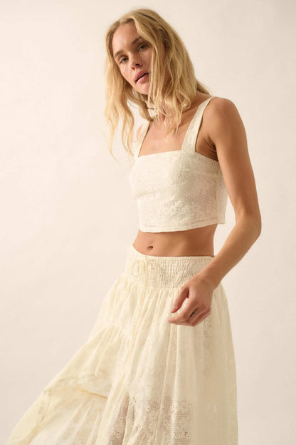 Air I Breathe Floral Net Lace Cropped Tank Top