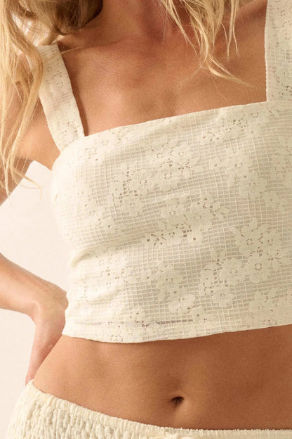 Air I Breathe Floral Net Lace Cropped Tank Top