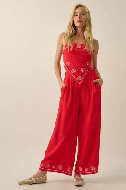 Shore Thing Sell-Embroidered Strapless Bandana Top