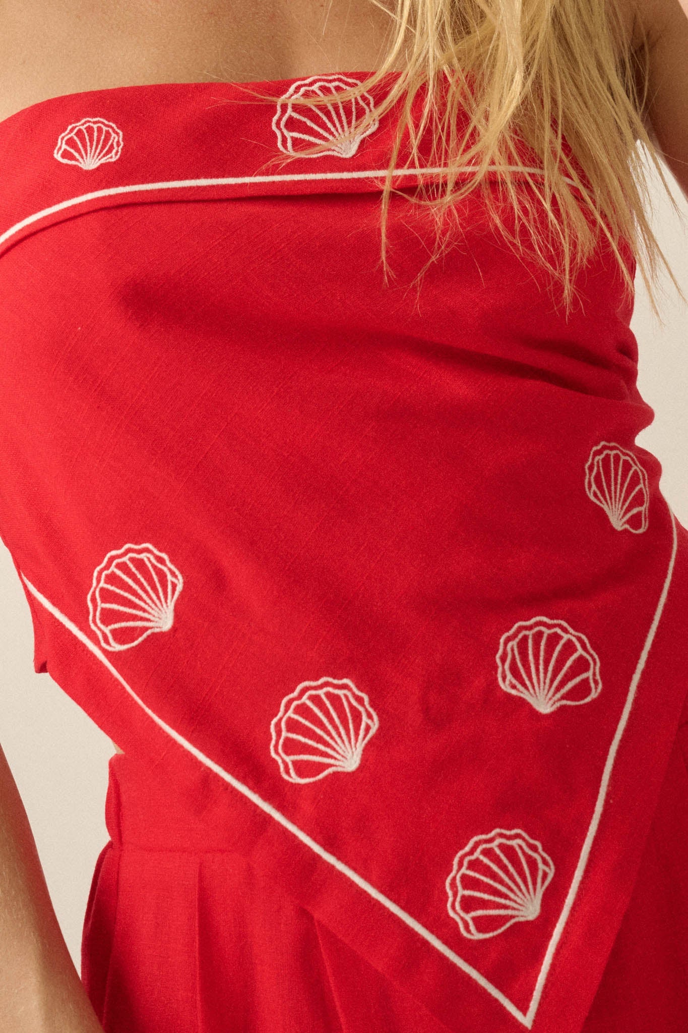 Shore Thing Sell-Embroidered Strapless Bandana Top